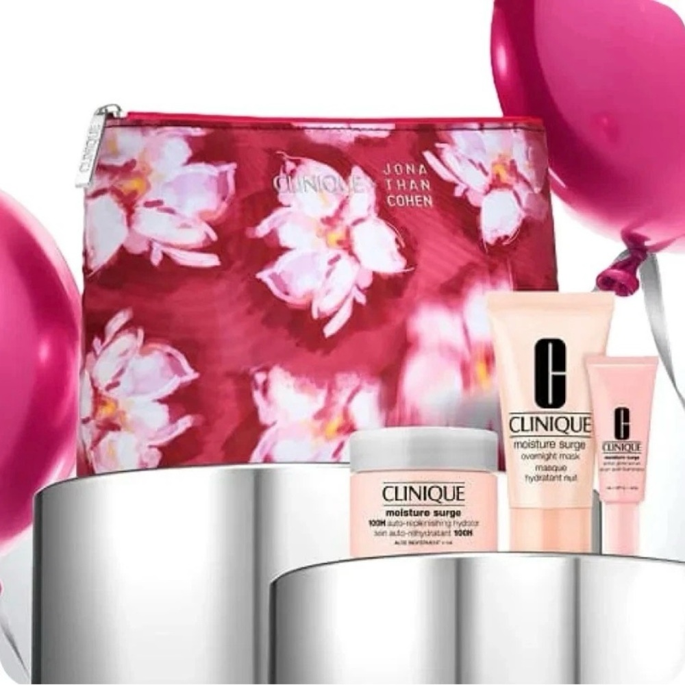 Clinique 4 Piece Glowy and Bright Skin Care Kit with Cosmetic Bag